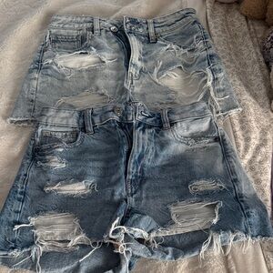 2 pairs American Eagle Outfitters  Blue Denim Shorts gently worn size 00